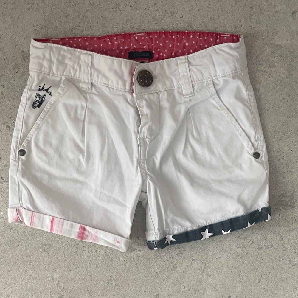 Ikks White Kids Shorts with Star and Stripe Accents